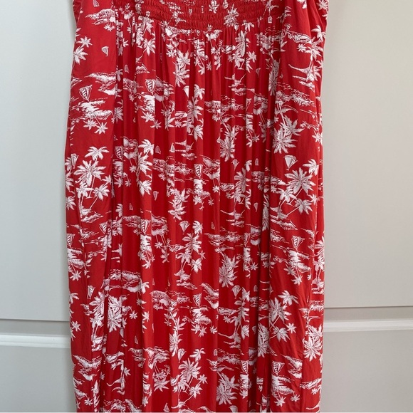Old Navy Fit & Flare Tropical Print Lined Slit Adjustable Straps Maxi Dress - Picture 8 of 14